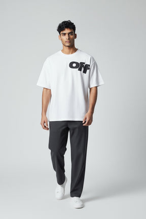 OFF-WHITE T-shirt Bianca Con Scritta Grande Fronte Retro Nera