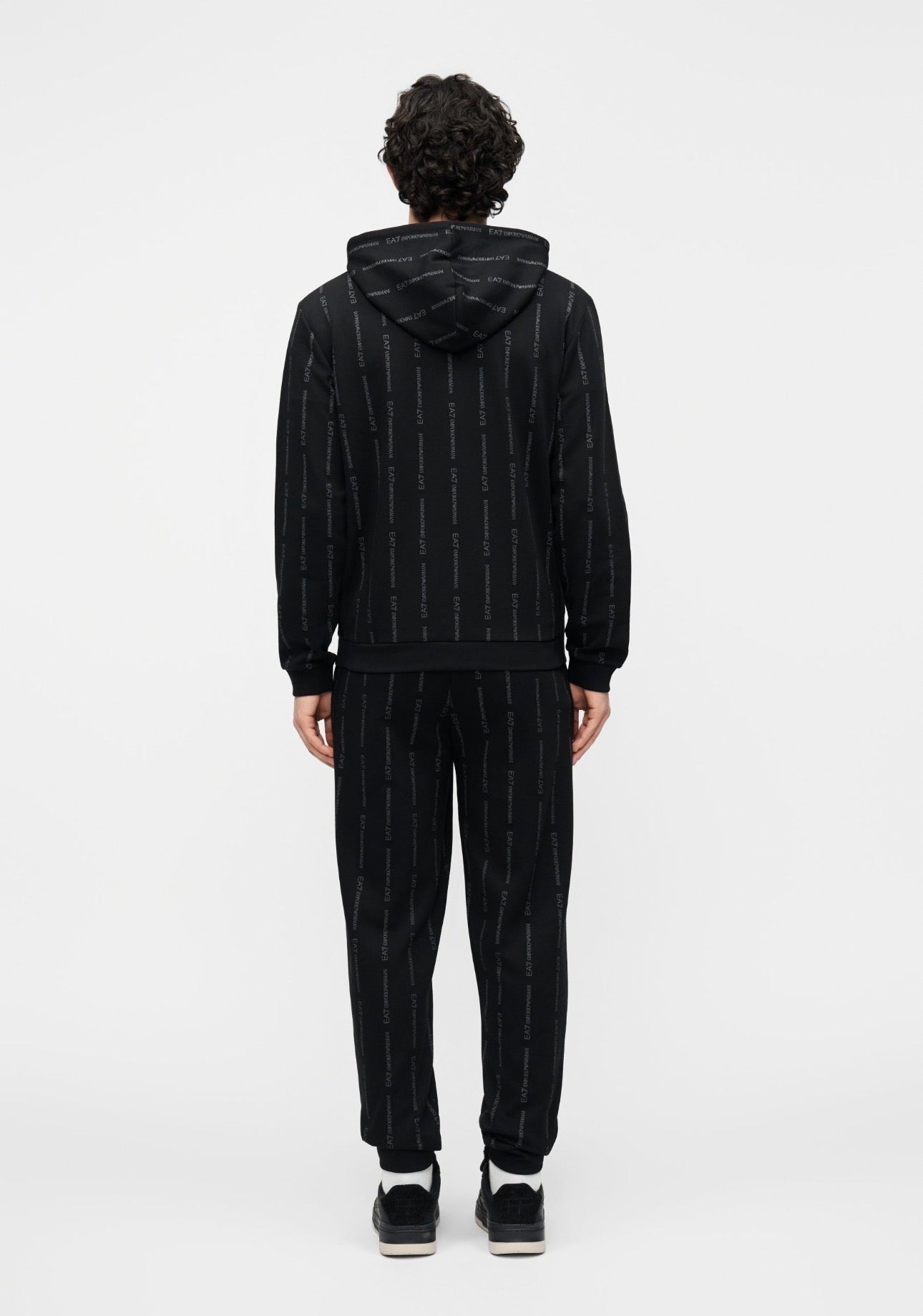EMPORIO ARMANI Tuta In Cotone Logata Nera