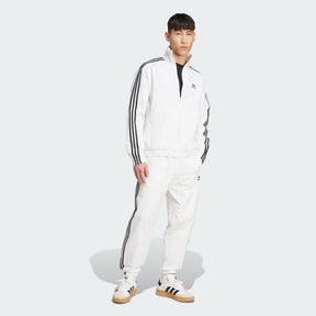 ADIDAS ORIGINALS Tuta In Microfibra Con Zip Senza Cappuccio Con Strisce Laterali Bianca/Nera  25/26