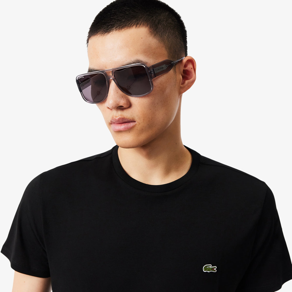 LACOSTE T-Shirt Basic In Cotone Pima Nera