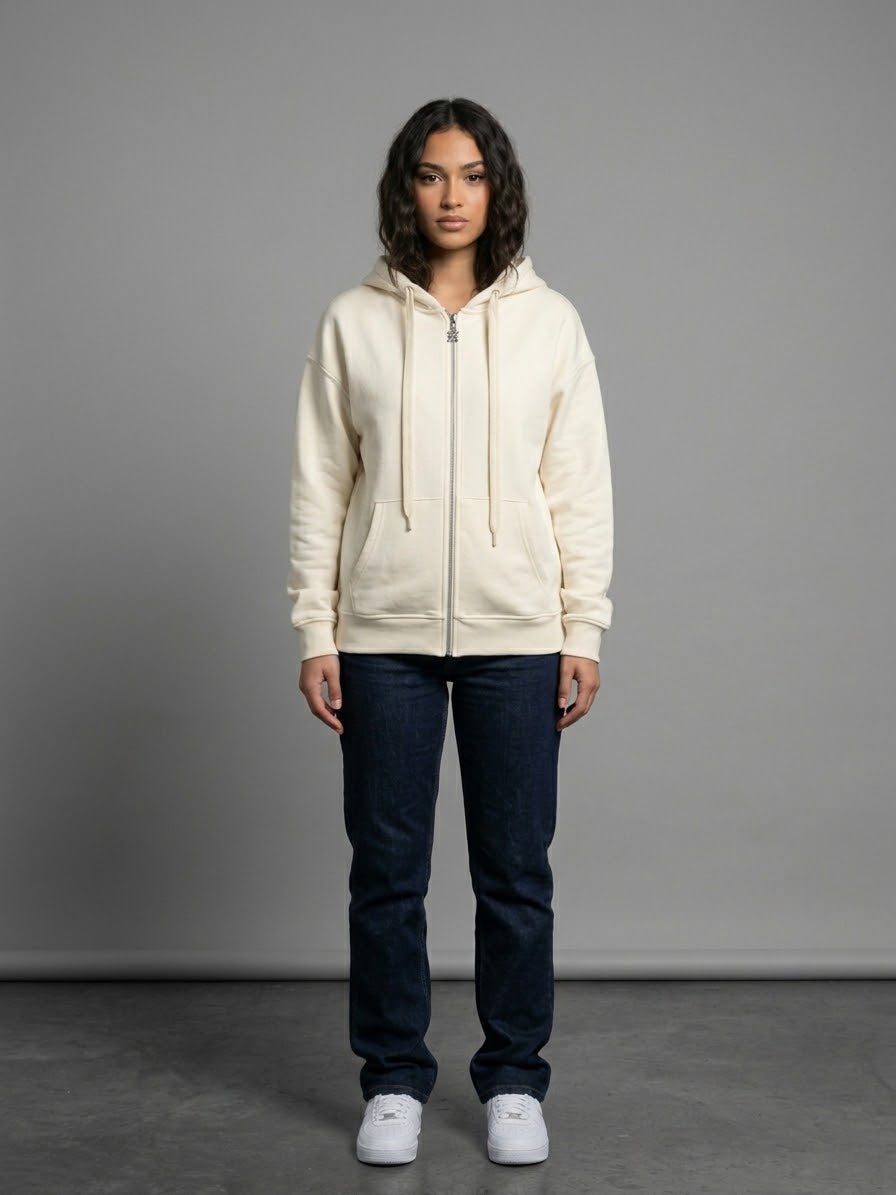DISCLAIMER Felpa Con Zip e Cappuccio Scritta Retro Glitterata Donna Bianco/Rosso