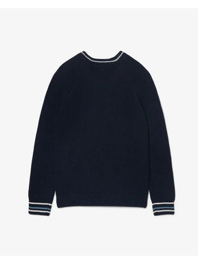 LACOSTE Maglioncino Bambino Blu Con Dettagli Ricamati Bianchi