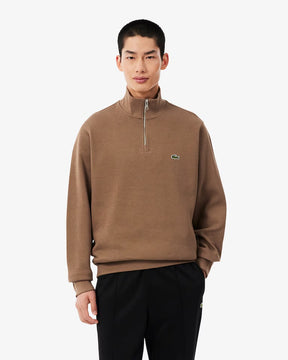 LACOSTE Felpa Interlock Collo Alto Mezza Zip Beige