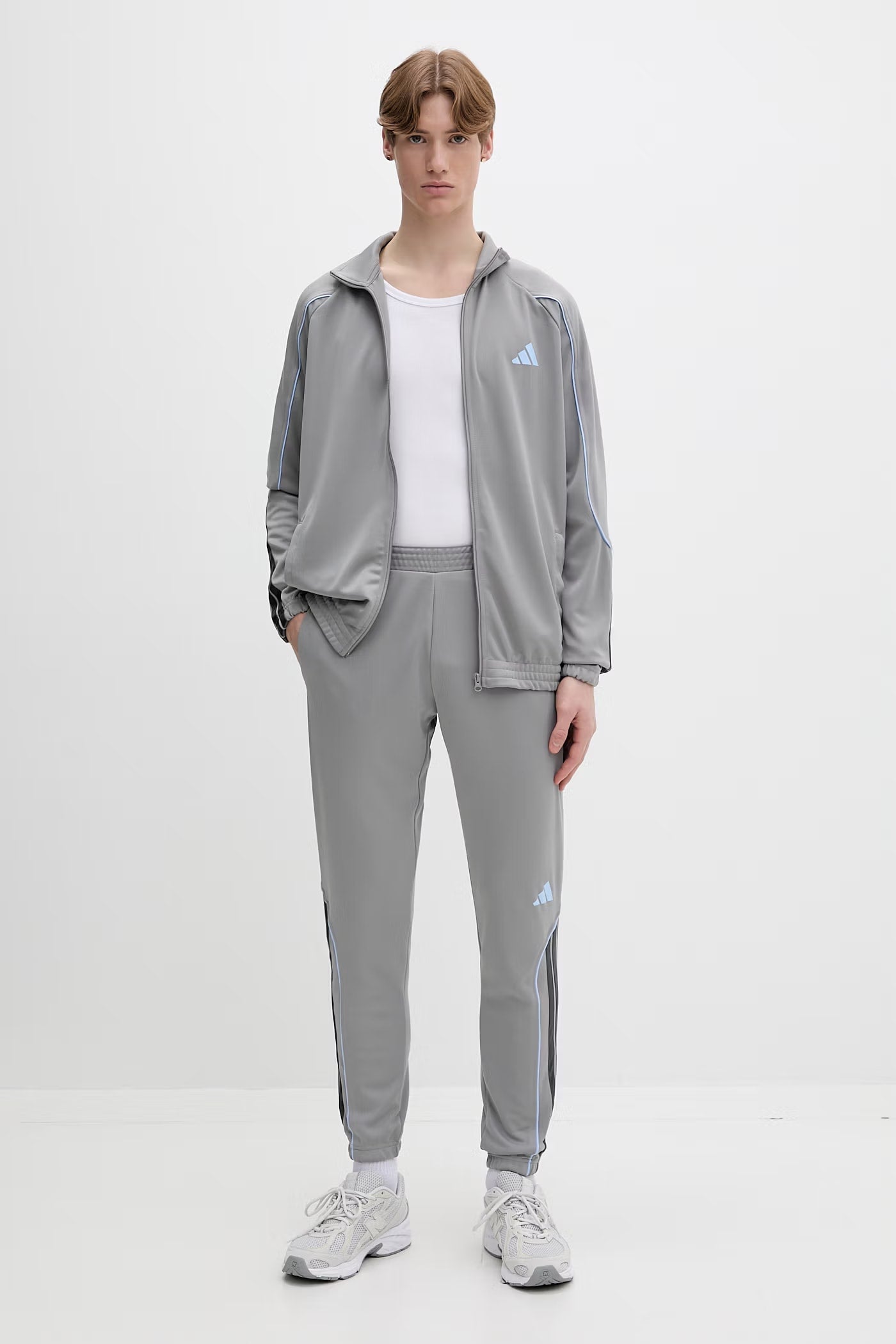 Adidas Adidas Tuta Completa Acetata Performance Uomo Grigio Celeste - Tuta completa - Tommaseo Clothing