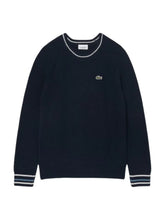 LACOSTE Maglioncino Bambino Blu Con Dettagli Ricamati Bianchi