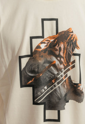 COUNTY OF MILAN Marcelo Burlon T-Shirt Con Stampa Tigre Beige