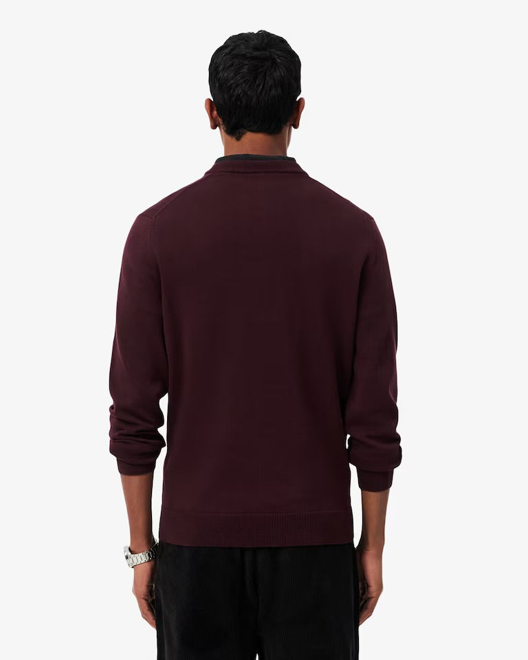 LACOSTE Pullover Girocollo Basic In Cotone Bordeux