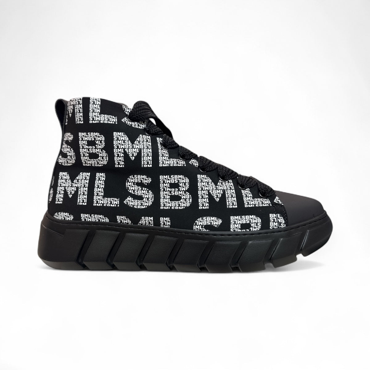 BRIAN MILLS Sneakers Alta in Pelle Made in Italy Logata Nera