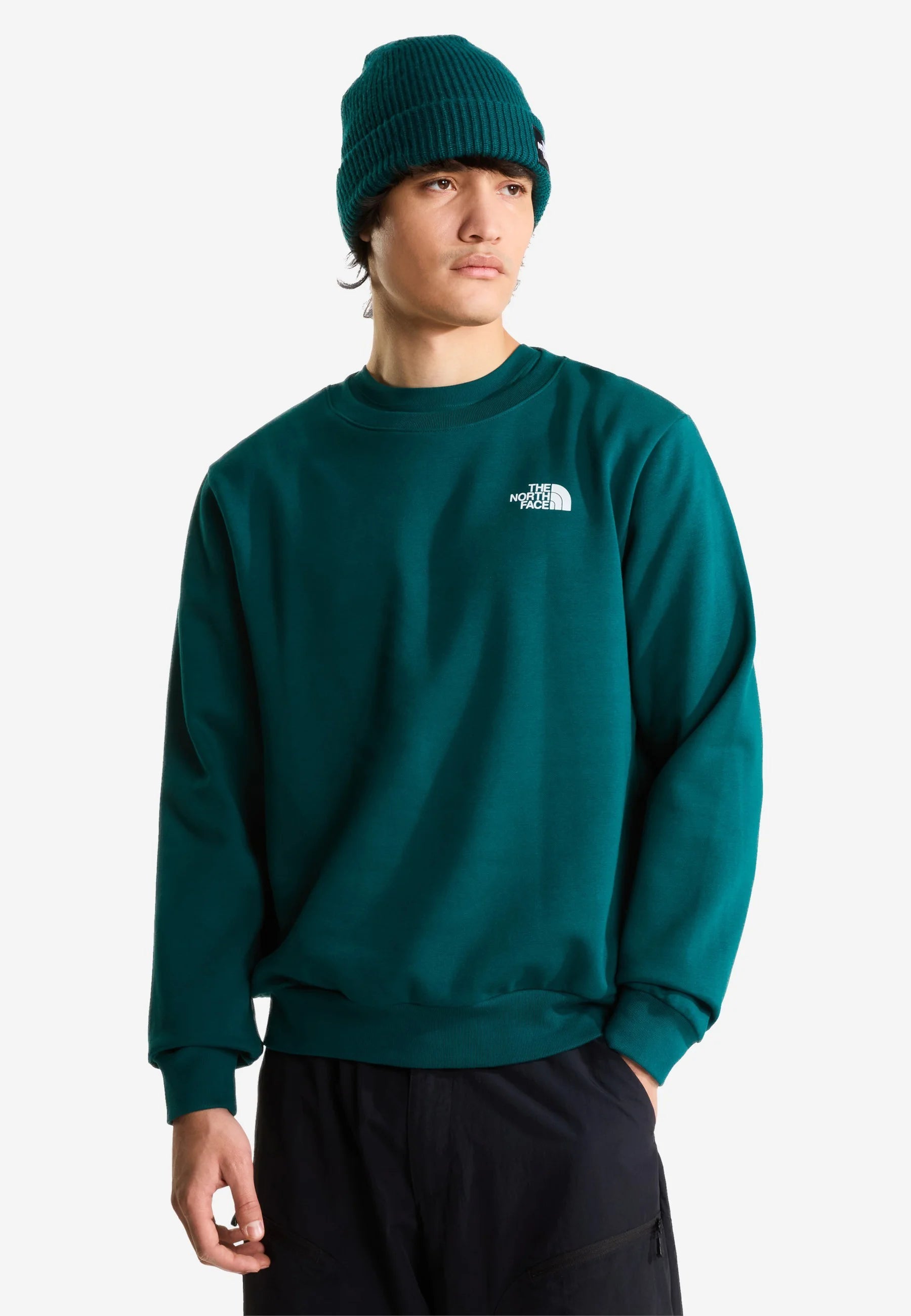 THE NORTH FACE Felpa Girocollo Basic Con Stampa Sul Retro Verde/Bianca 26/27