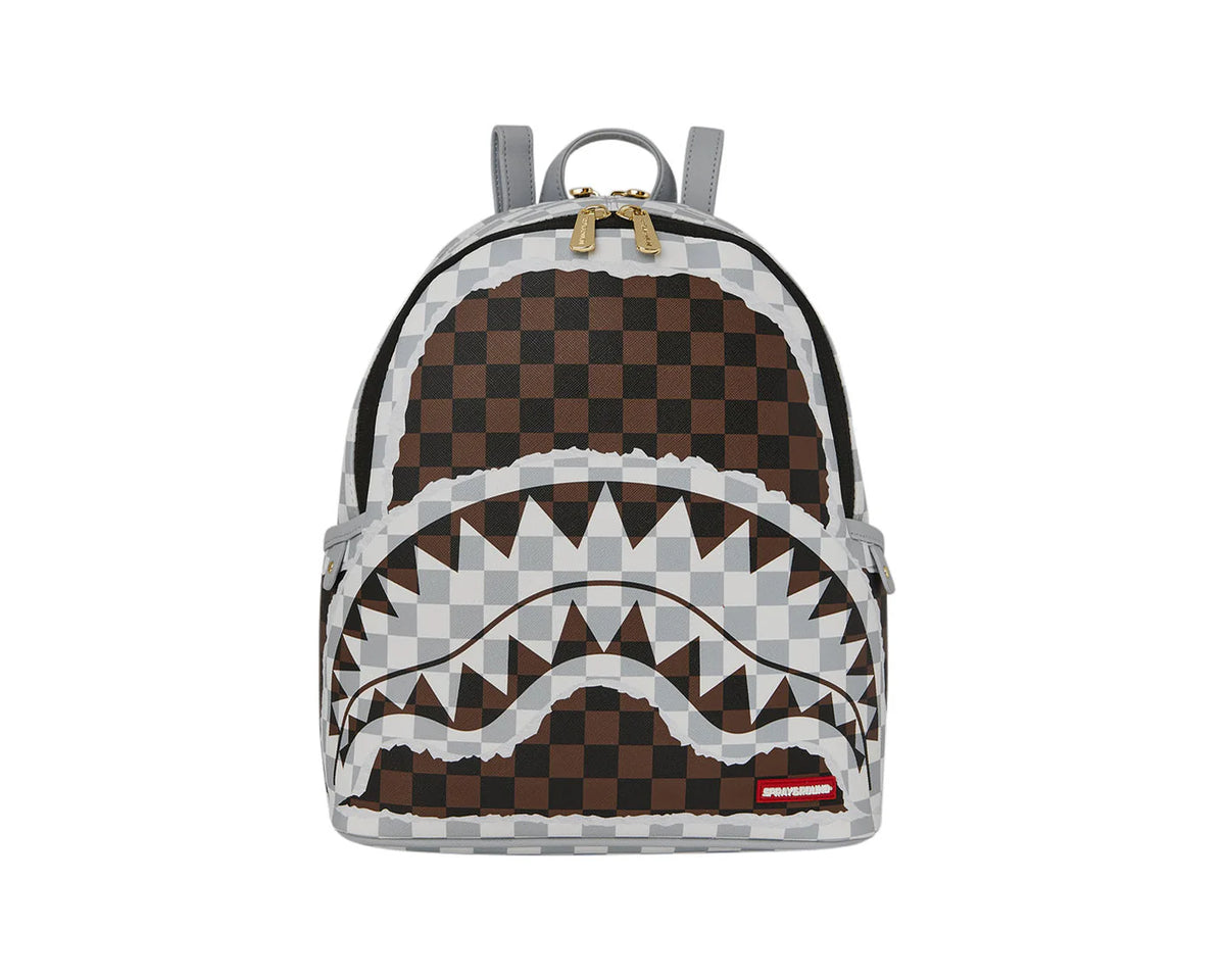 SPRAYGROUND Zaienetto In Pelle CREAM AND BROWN TEAR CHECK SAVAGE Marrone/Bianco 29/12