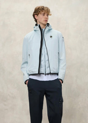 BLAUER Farrin Antivento Uomo Con Cappuccio Azzurro