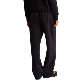 THE NORTH FACE Pantalone Di Tuta Fondo Largo Felpato Nero Logo Piccolo Bianco