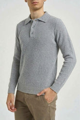 HAMAKI-HO Polo Manica Lunga In Maglia Grigio Chiaro