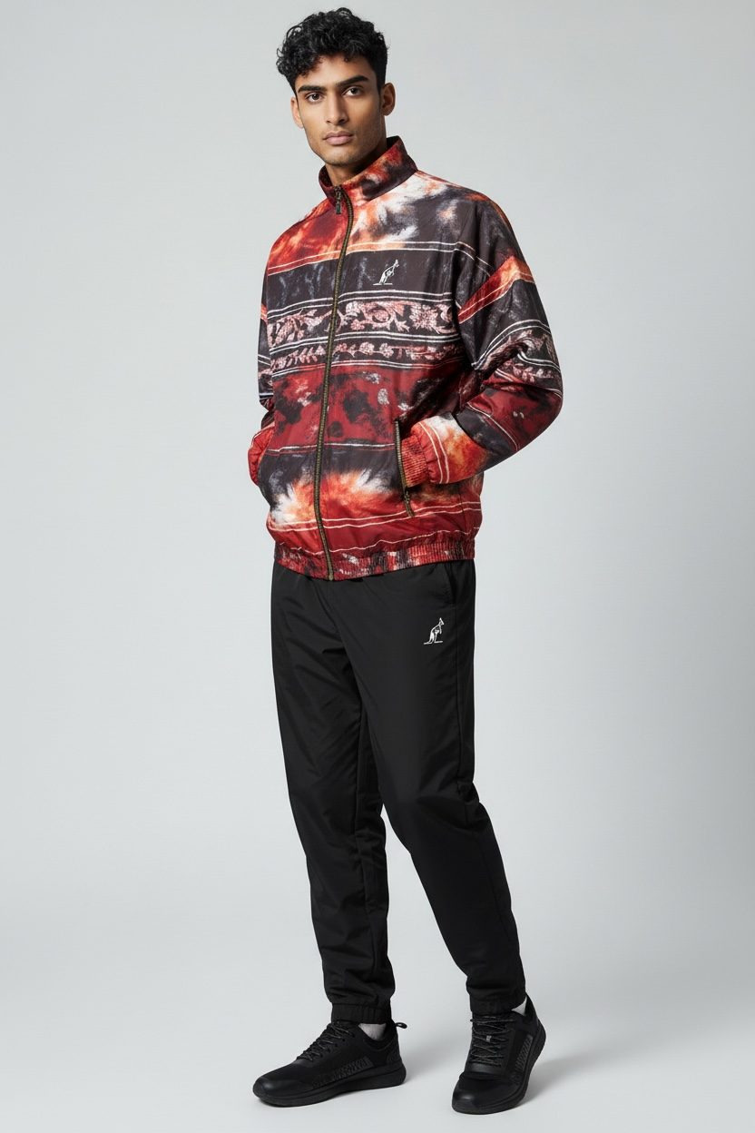 AUSTRALIAN Tuta Leggera In Microfibra Con Zip Fantasia Rossa/Nera