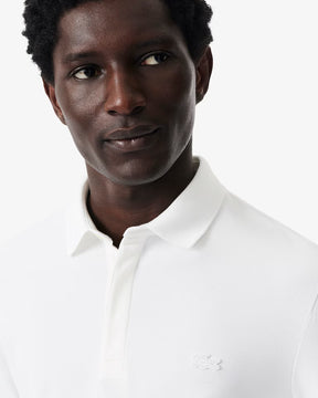 LACOSTE Polo a Maniche Lunghe Regular In Piquè Elasticizzato Bianca