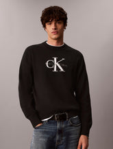 CALVIN KLEIN Maglioncino Relaxed Fit Con Logo Frontale Grande Nero
