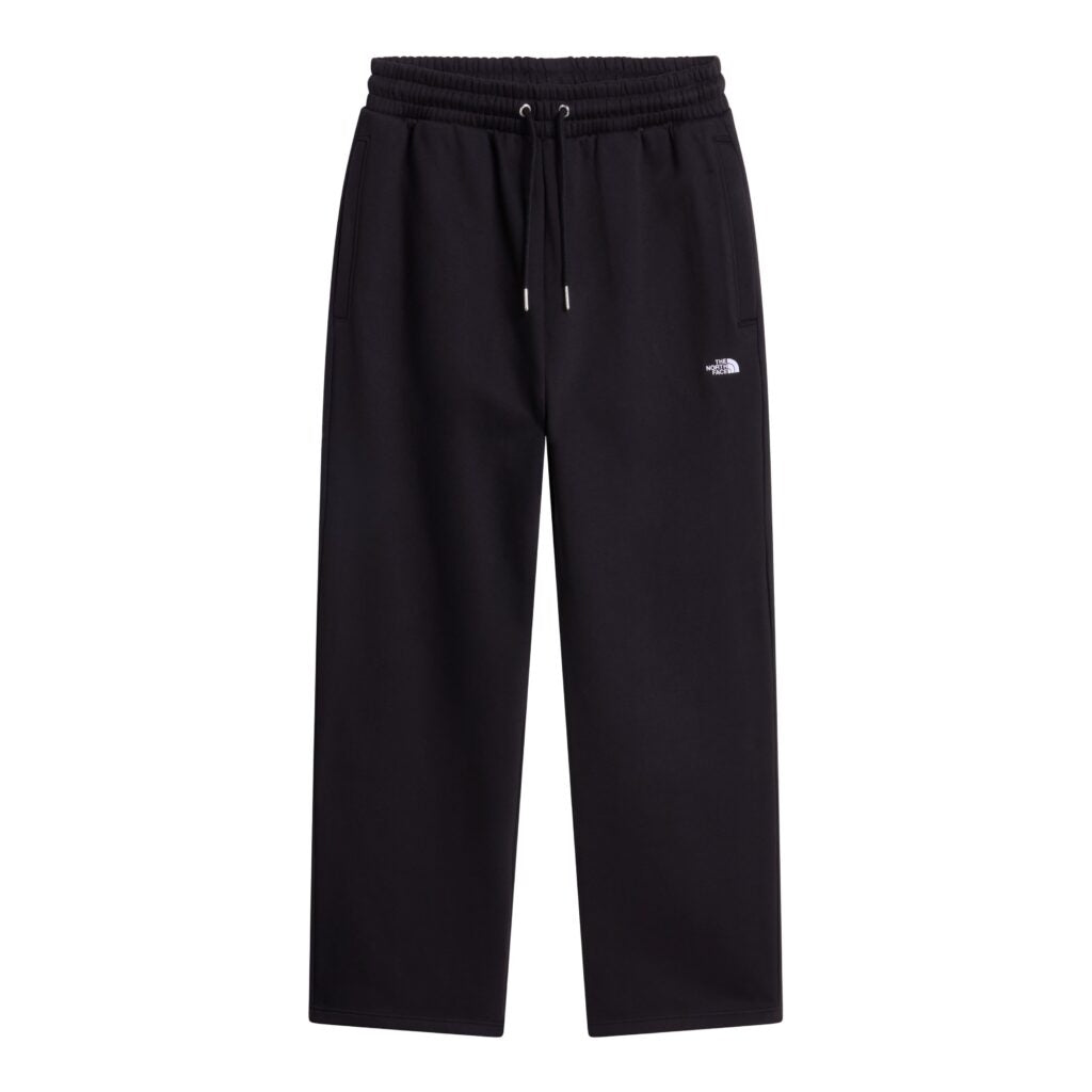 THE NORTH FACE Pantalone Di Tuta Fondo Largo Felpato Nero Logo Piccolo Bianco