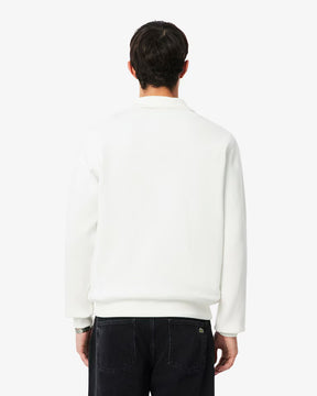 LACOSTE Felpa Interlock Collo Alto Mezza Zip Bianca