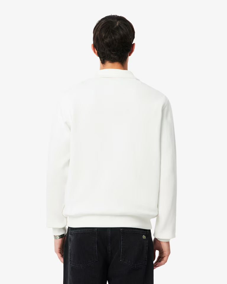 LACOSTE Felpa Interlock Collo Alto Mezza Zip Bianca