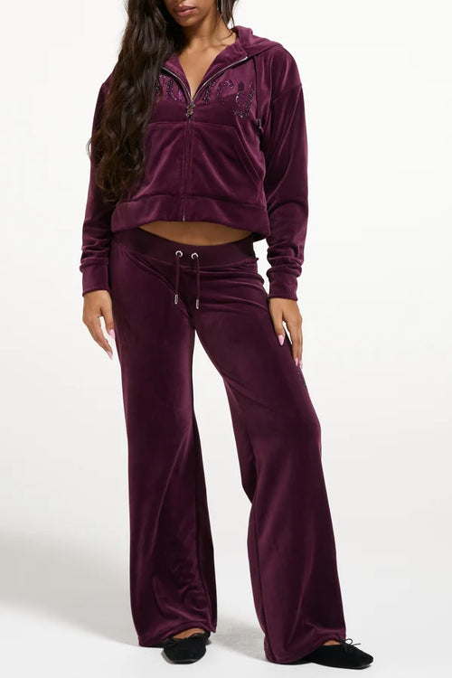 JUICY COUTURE TUTA IN VELLUTO CON LOGO JUICY IN STRASS – BORDEAUX