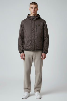 BLAUER Giubbotto Uomo Invernale Liscio Con Pelliccia Interna Grigio/Marrone