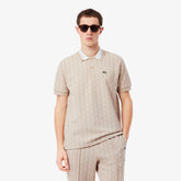 LACOSTE Polo Linea Monogram in Tessuto Jacquard Beige