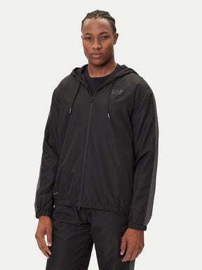 EMPORIO ARMANI Tuta Leggera In Microfibra Con Zip e Cappuccio Nera/Grigio 25/26