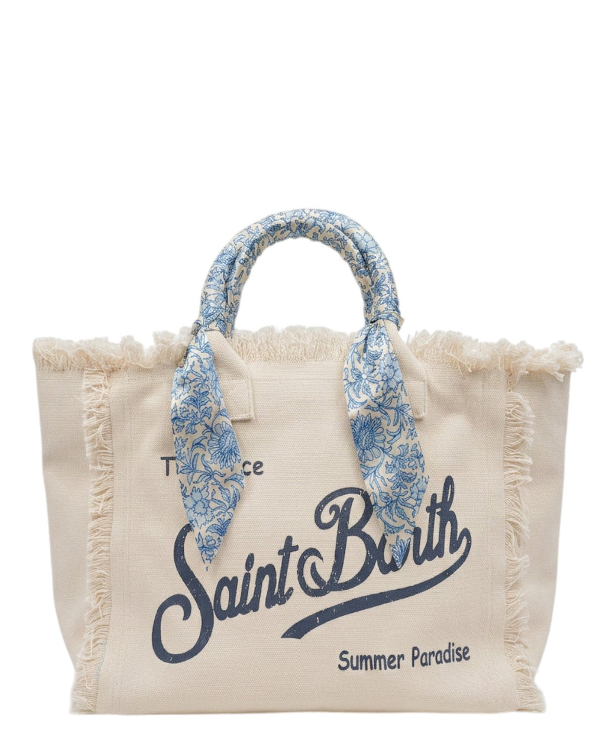 SAINT BARTH Borsa Vanity in canvas Panna con twill removibile