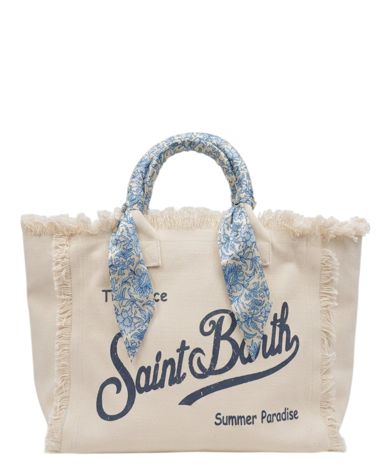 SAINT BARTH Borsa Vanity in canvas Panna con twill removibile