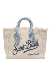 SAINT BARTH Borsa Vanity in canvas Panna con twill removibile