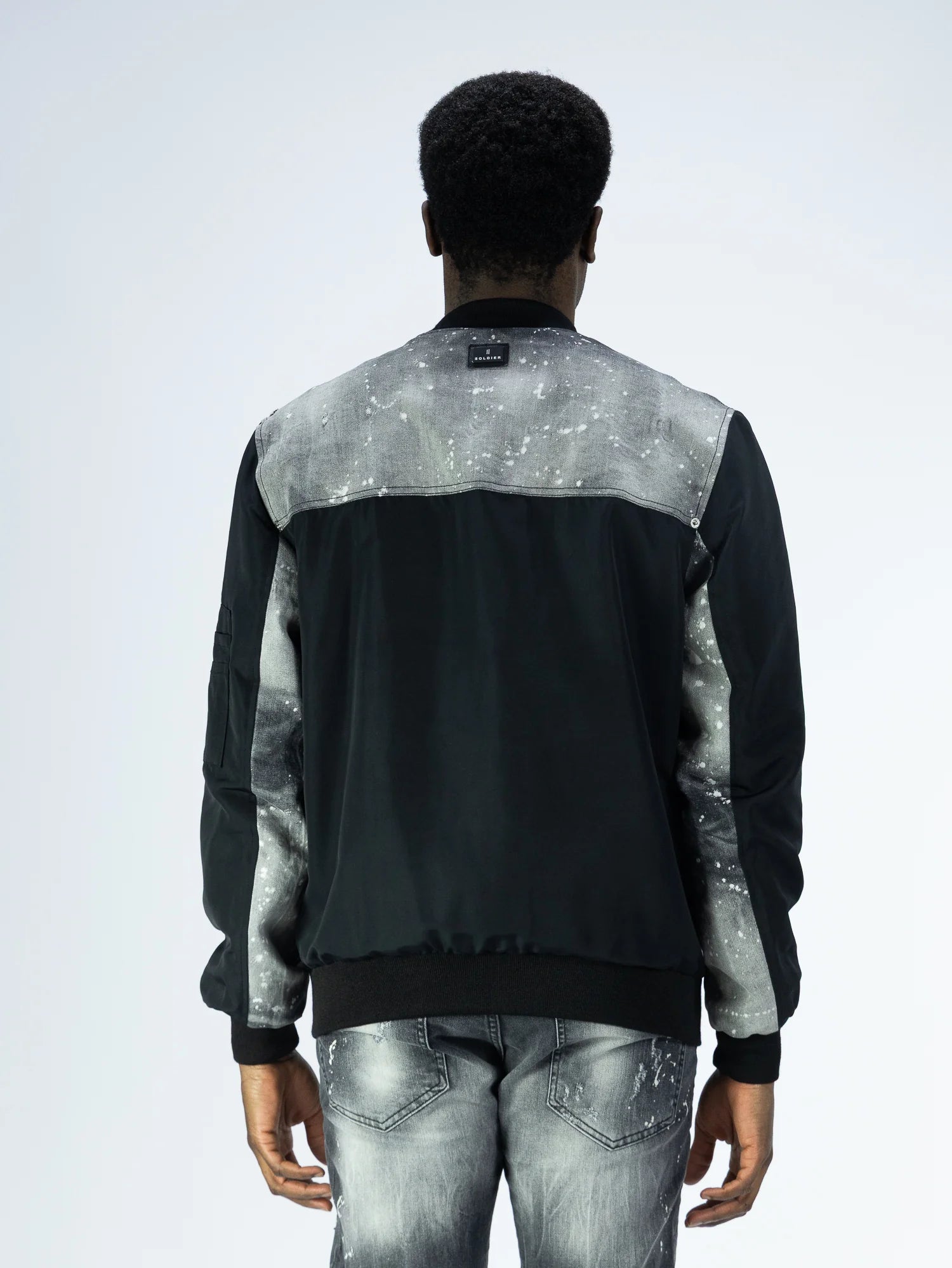 SOLDIER Jacket Con Dettagli in Jeans Nero