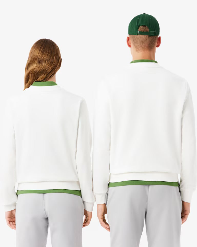 LACOSTE Felpa Girocollo Con Logo Lacoste Paris In Rilievo Bianca