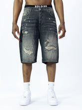 SOLDIER Bermuda Jorts Jeans In Denim Con Rotture Sabbiato Grigio