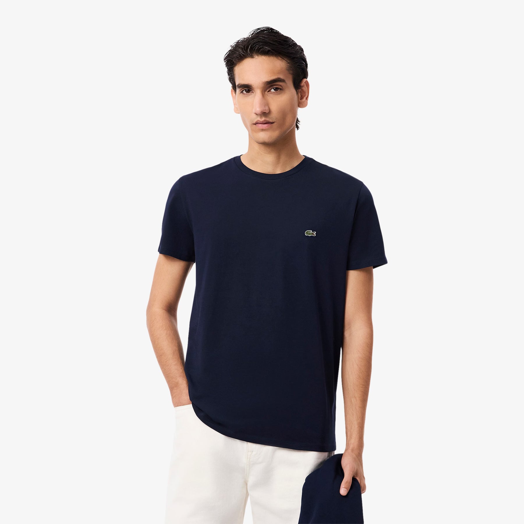 LACOSTE T-Shirt Basic in Cotone Blu
