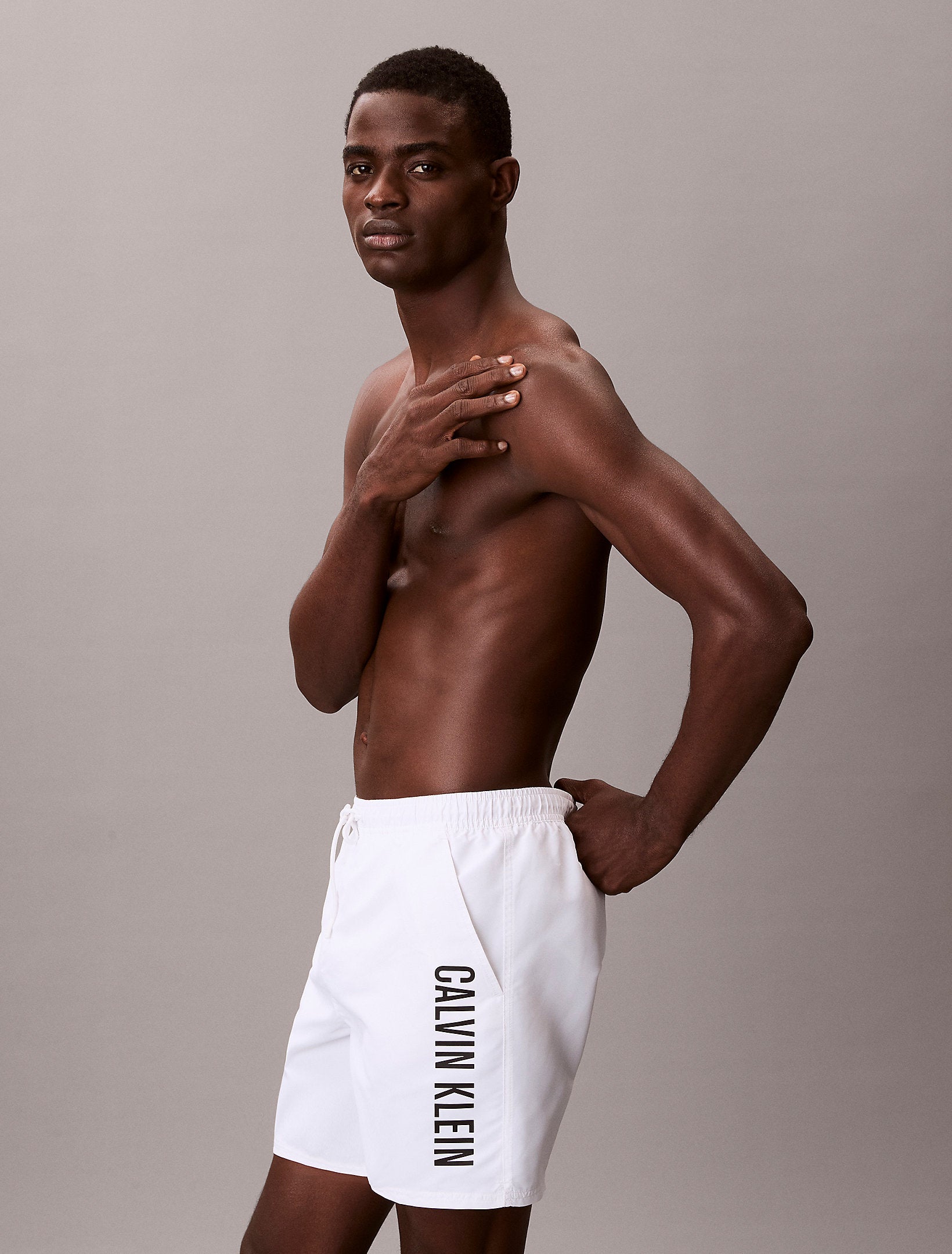 Calvin Klein Costume Da Bagno Con Scritta Verticale Bianco/Nero