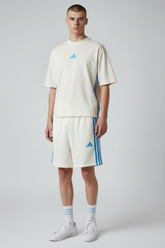 Adidas Completino Uomo Bianco Bande Azzurre Cotone