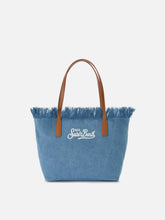SAINT BARTH BORSA SHOPPER CITY MEDIUM IN TESSUTO DENIM CON FRANGE