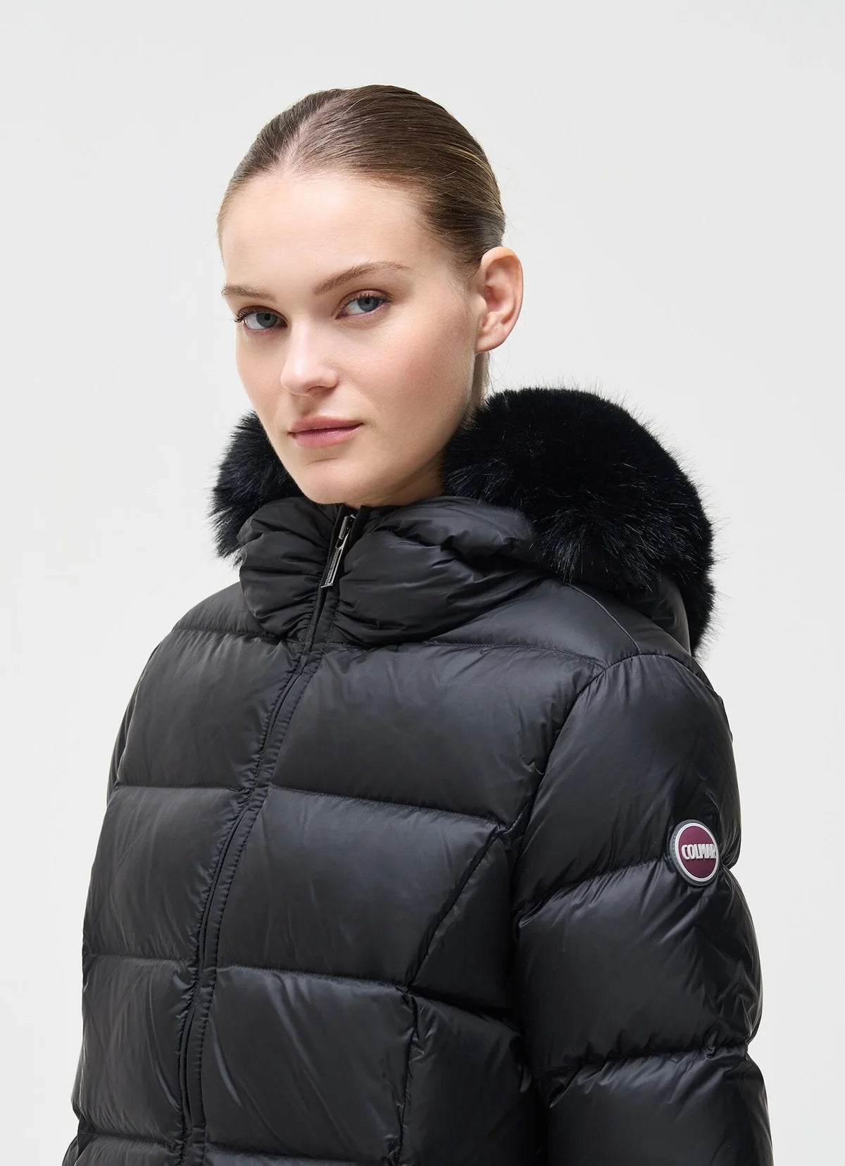 COLMAR Giubbotto Donna Lungo Con Cappuccio e Pelliccia Nero 26/27
