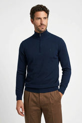 GIANNI LUPO Maglia Collo Alto Mezza Zip Blu