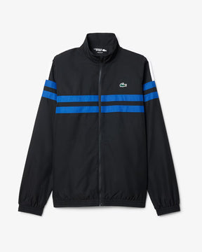 LACOSTE Tuta Leggera In Microfibra Con Bande Centrali e Logo Fluo Sul Retro Nero/Blu