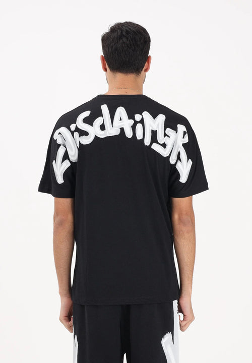 DISCLAIMER T-Shirt Con Logo Frontale e Stampa Retro Nera/Bianca