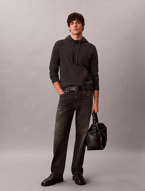CALVIN KLEIN Felpa Con Cappuccio Terry Misto Cotone Con Badge Sulla Manica Nero 26/27