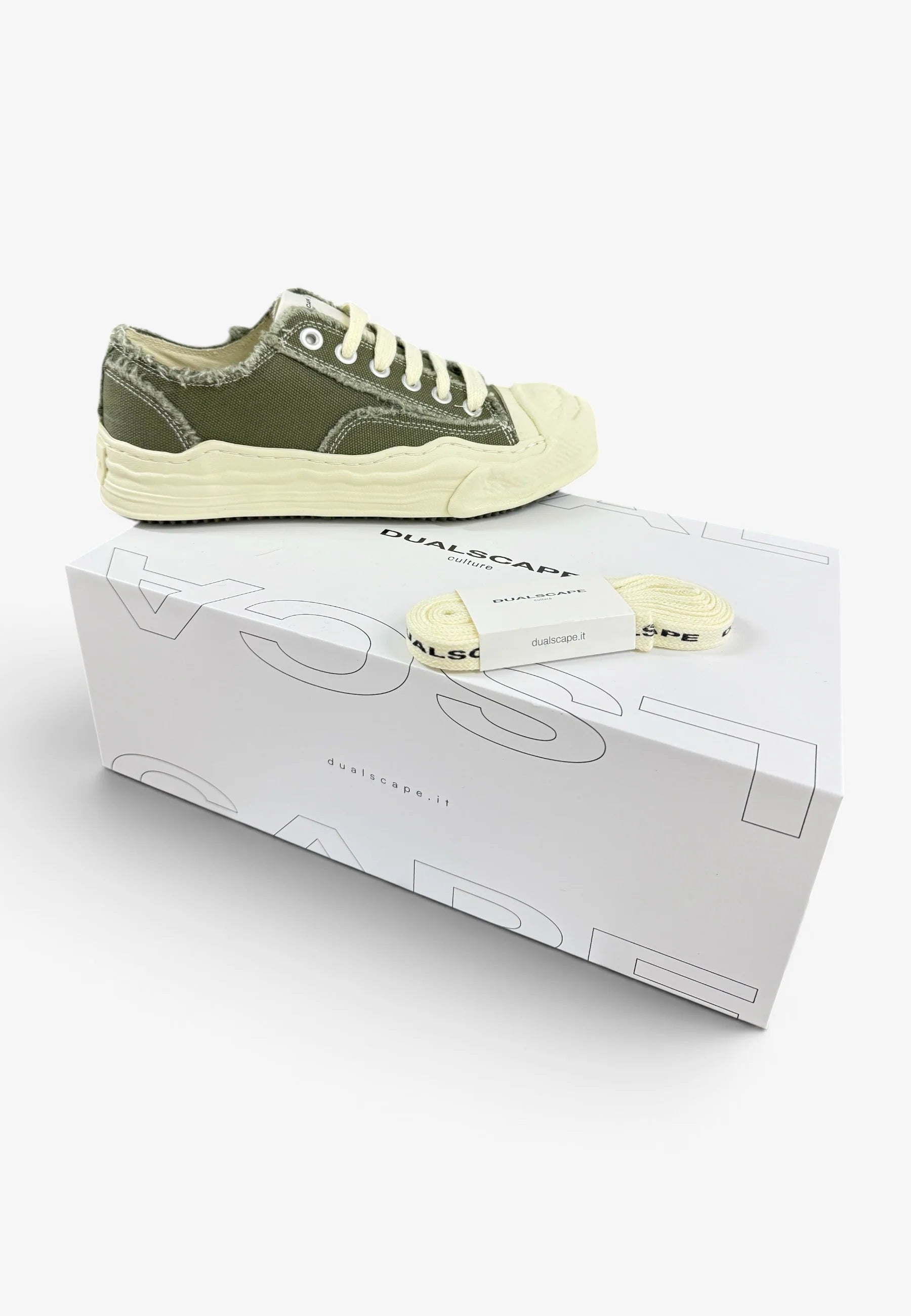 DUALSCAPE Sneakers In Tela Verde Militare/Panna