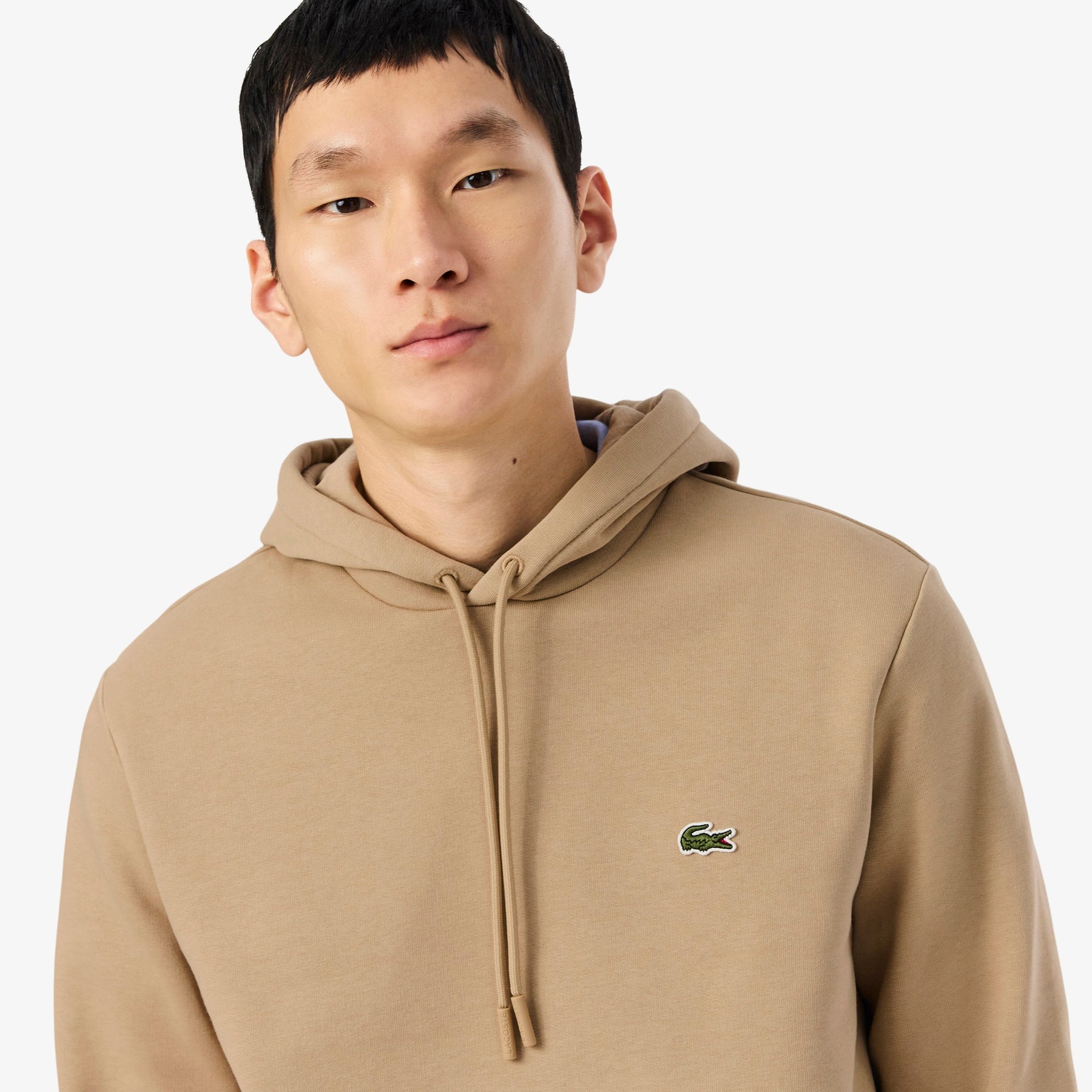 LACOSTE Felpa Con Cappuccio Felpata Basic Beige Scuro