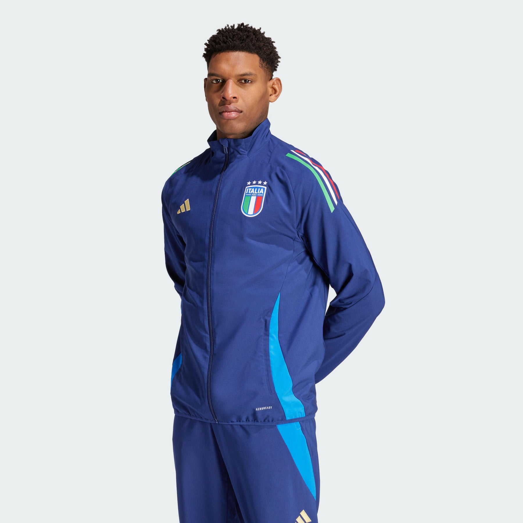ADIDAS Tuta Italia Leggera In Microfibra Con Zip Blu