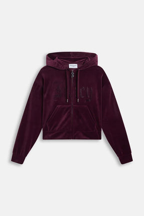 JUICY COUTURE TUTA IN VELLUTO CON LOGO JUICY IN STRASS – BORDEAUX
