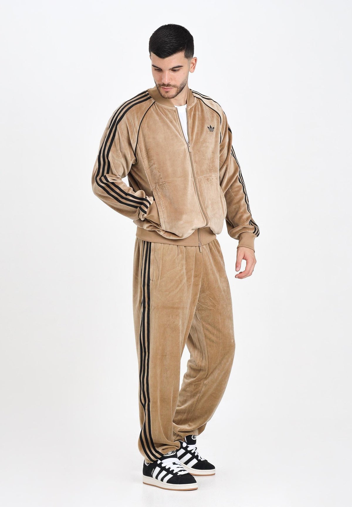 ADIDAS Tuta In Ciniglia senza Cappuccio Beige