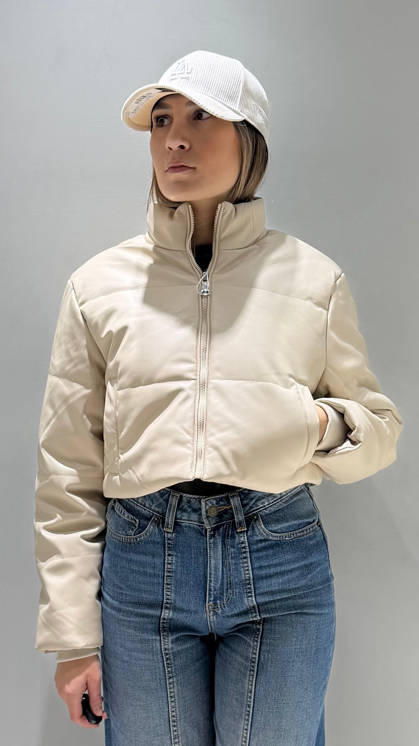 TIFFOSI GIRL ALFA_1 BEIGE GIUBBOTTO CROP