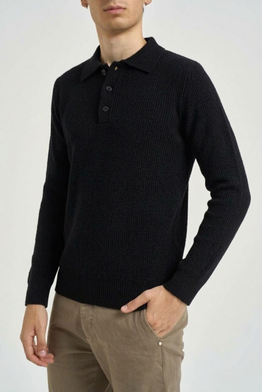 HAMAKI-HO Polo Manica Lunga In Maglia Nero