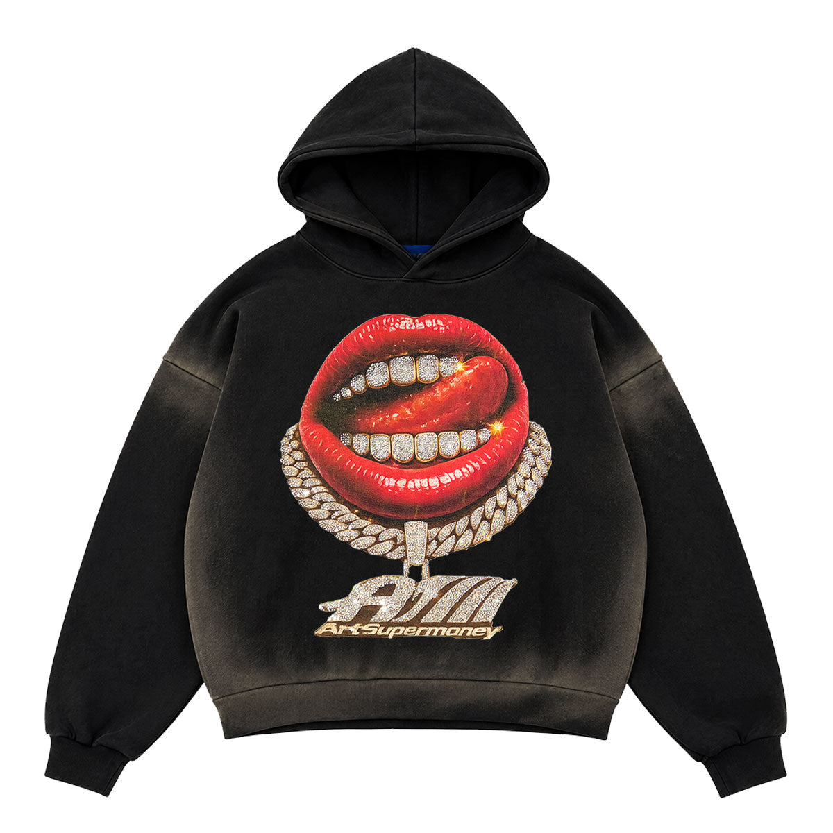 ART SUPER MONEY Felpa GRILLZ Con Cappuccio Nera